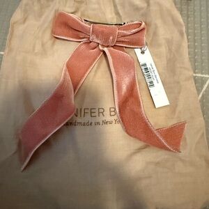 NWT Jennifer Behr Blush Velvet Bow Barrette